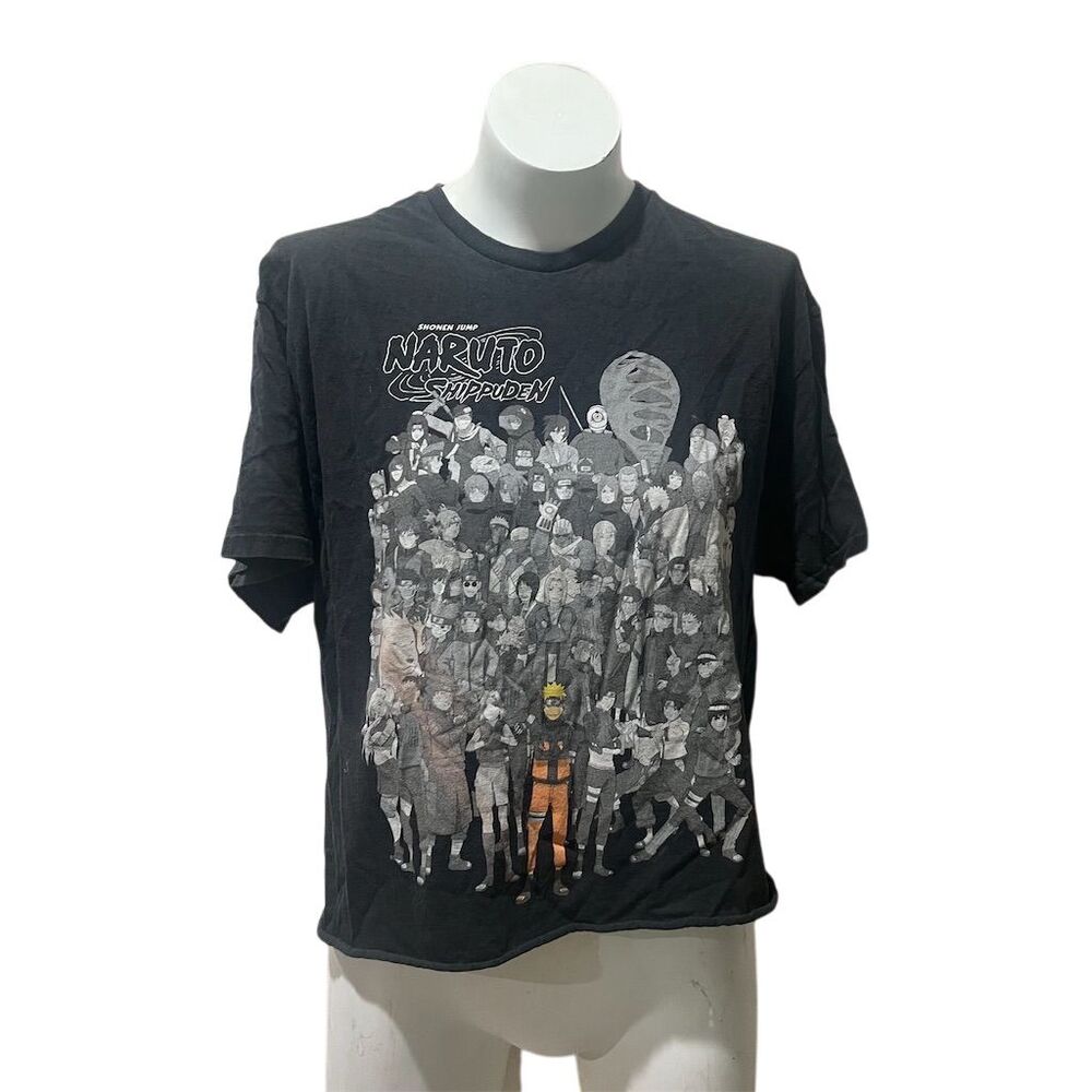 Naruto Shippuden Men's Black Graphic T-Shirt Standard Size L Anime Theme